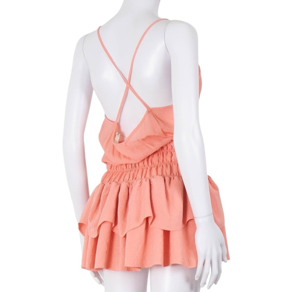‼️SOLD‼️ MAJE NWT Peachy Pink Sleeveless Folie Smocked Waist Mini Dress 2 - Picture 4 of 16